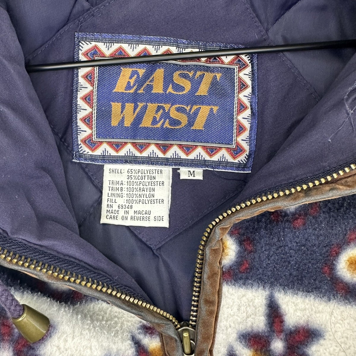 East West Men's jacket Coat Aztec, Western Size Medium with Hood