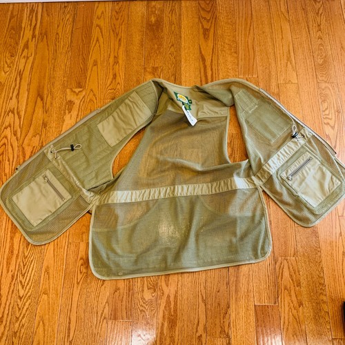 NWT Cabelas Mens 2XL Leather Mesh Hunting Shooting Fishing Vest Desert Tan - Picture 11 of 24