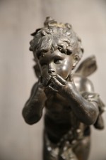 French 19th Century Bronze Figure Baby Winged Cherub Moreau Fairy Kiss