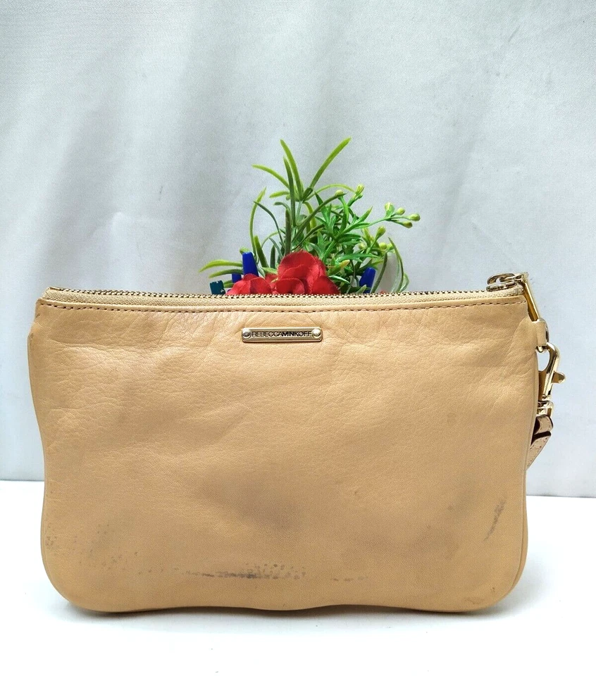 Rebecca Minkoff Tan Leather Buckle Zipper Large Wristlet - Coin Wallet - Image 2 of 4