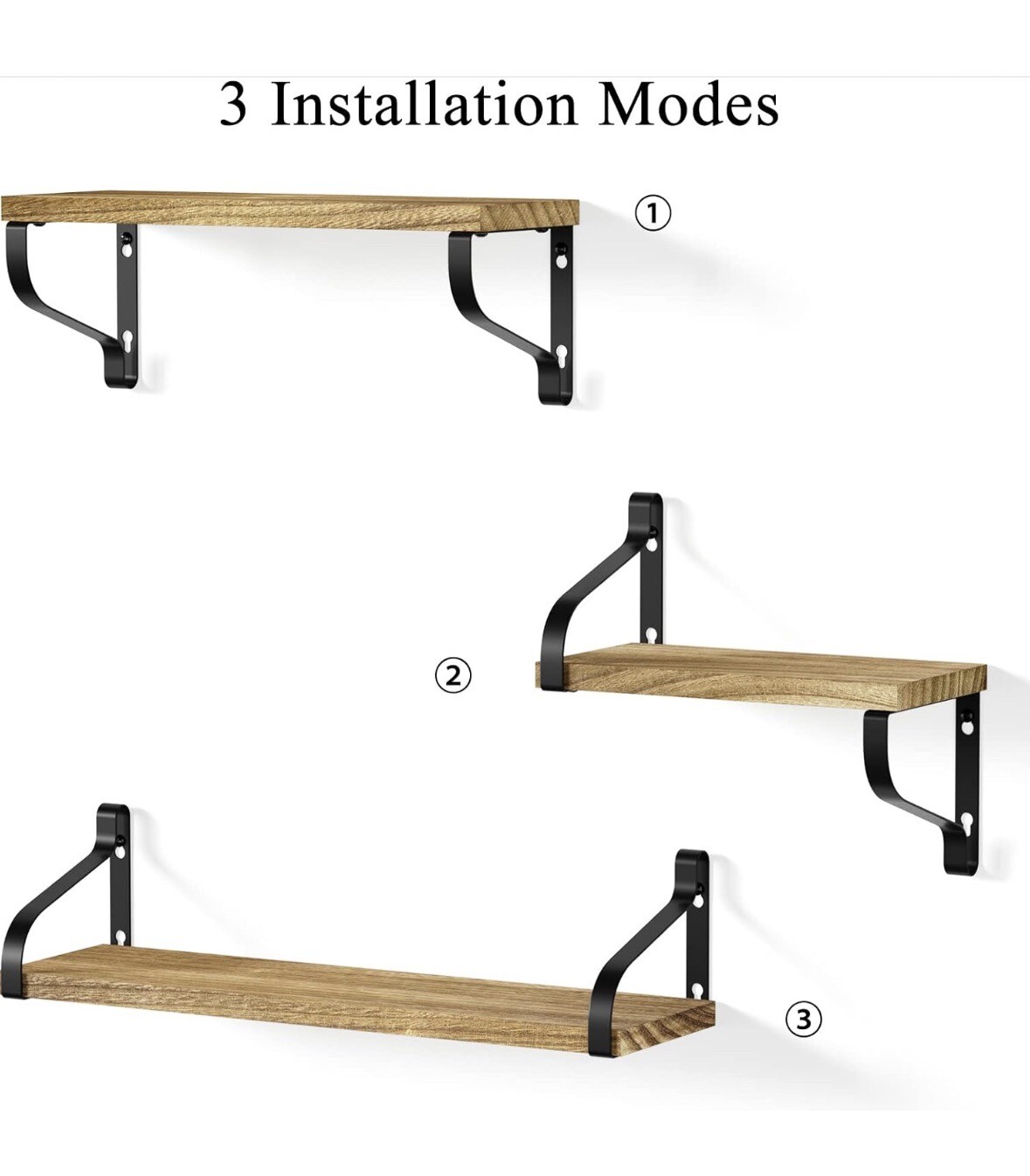 LoveKANKEI Rustic Shelves, Decorative Wall Shelf Set of 3, Floating Shelves eBay
