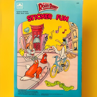Unused 1988 Disney Who Framed Roger Rabbit Sticker Fun Activity Book Golden
