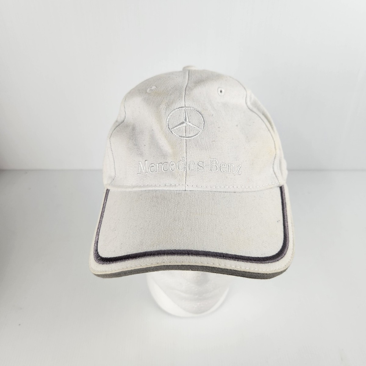 Vintage Mercedes Benz White Hat Cap Strap Back Luxury Car Brand