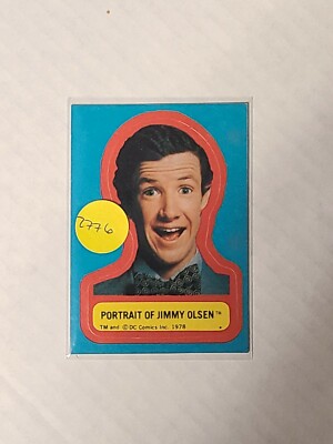 Portrait of Jimmy Olsen Sticker Trading Card Superman Movie Topps Blue DC 1978