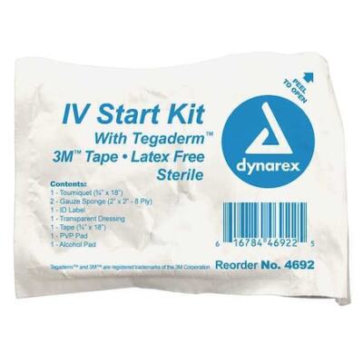 Dynarex 4692 Iv Start Kit,3/4'' X 18'' Tourniquet,Pk50