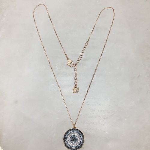 SWAROVSKI 5429126 Luckily Pave Blue White Crystal Disc Evil Eye Pendant Necklace - Picture 14 of 24