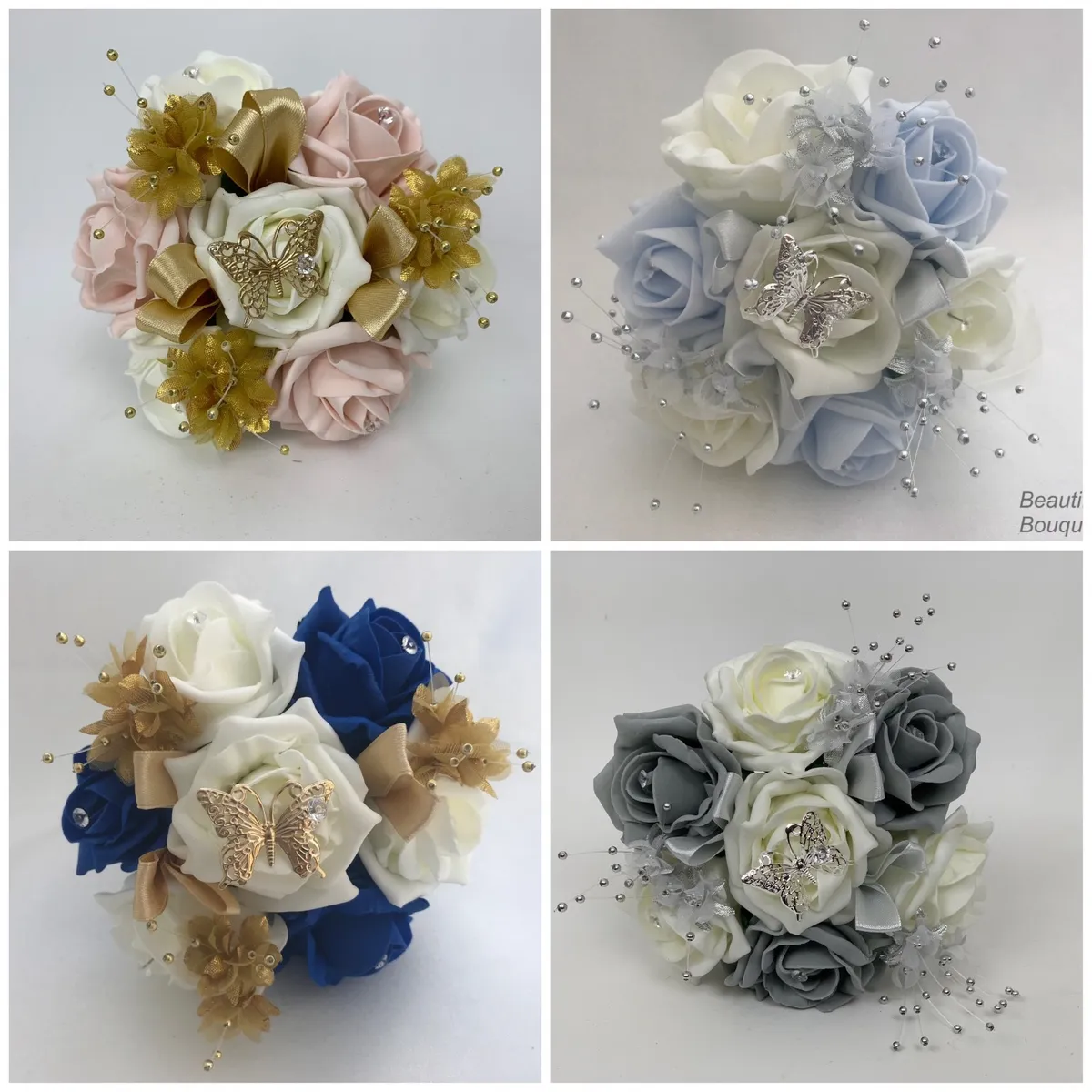 wedding bouquets butterfly flowers roses bride bridesmaid flower girl wand  posy