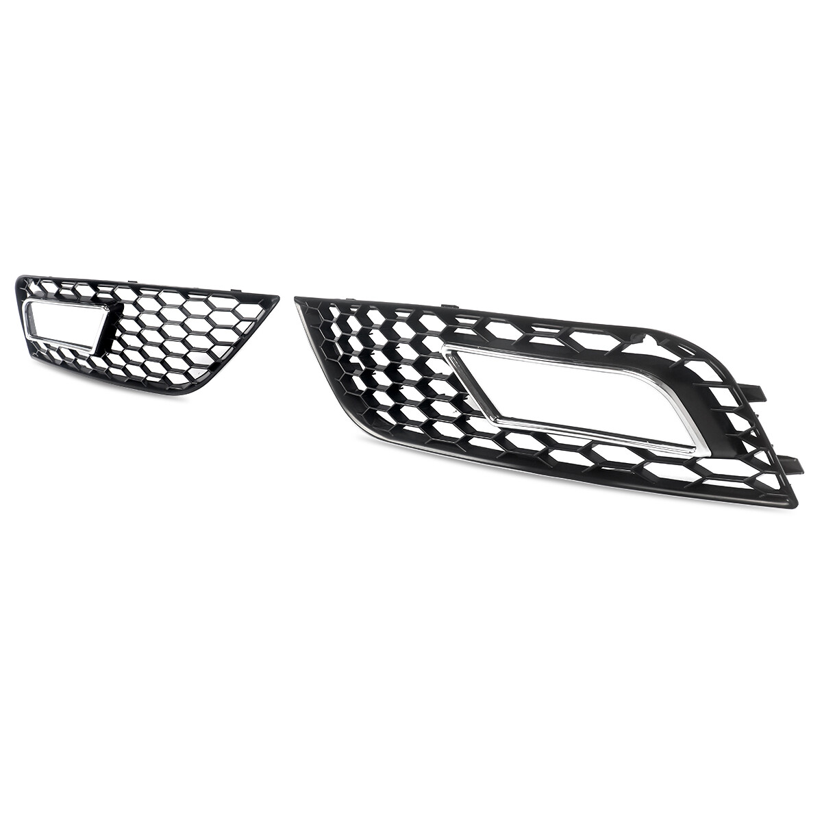 Pair Honeycomb Style Fog Light Cover For 2013-2016 Audi A4 B8.5 Standard Bumper