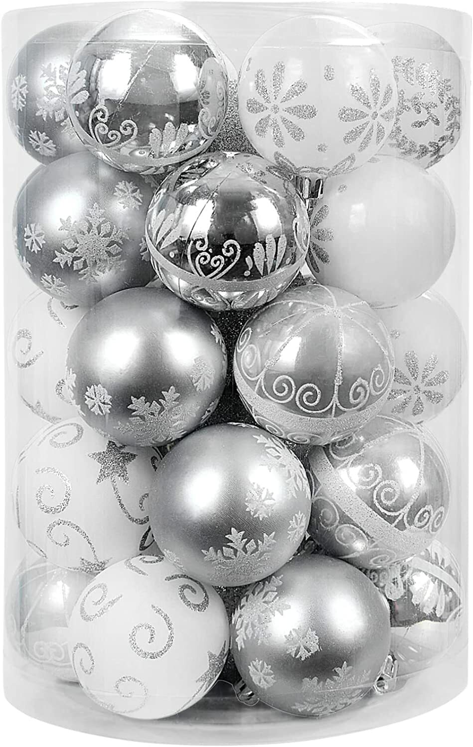 Boules de Noël blanc et gris lot de 35 pièces pour décoration de sapin