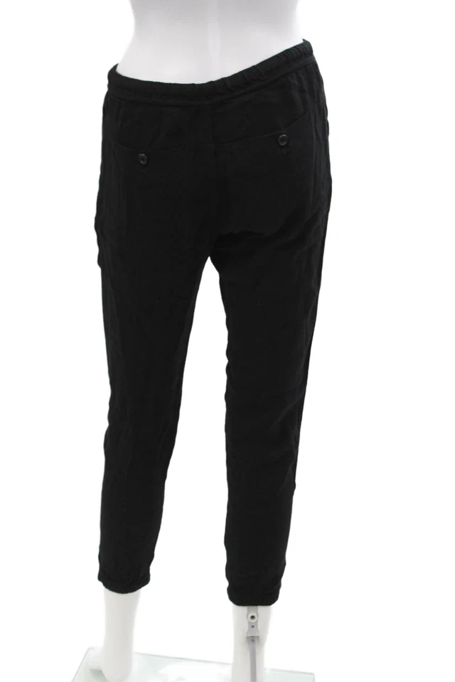 Pantalones de chándal James Perse para mujer cintura elástica con cordón salón negros talla 0 Foto 3 de 4