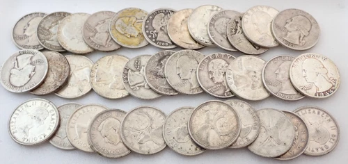 Lot of 23 Washington 90% Silver Quarters $5.75 Face ++ Coins Scrap Bulk Lot