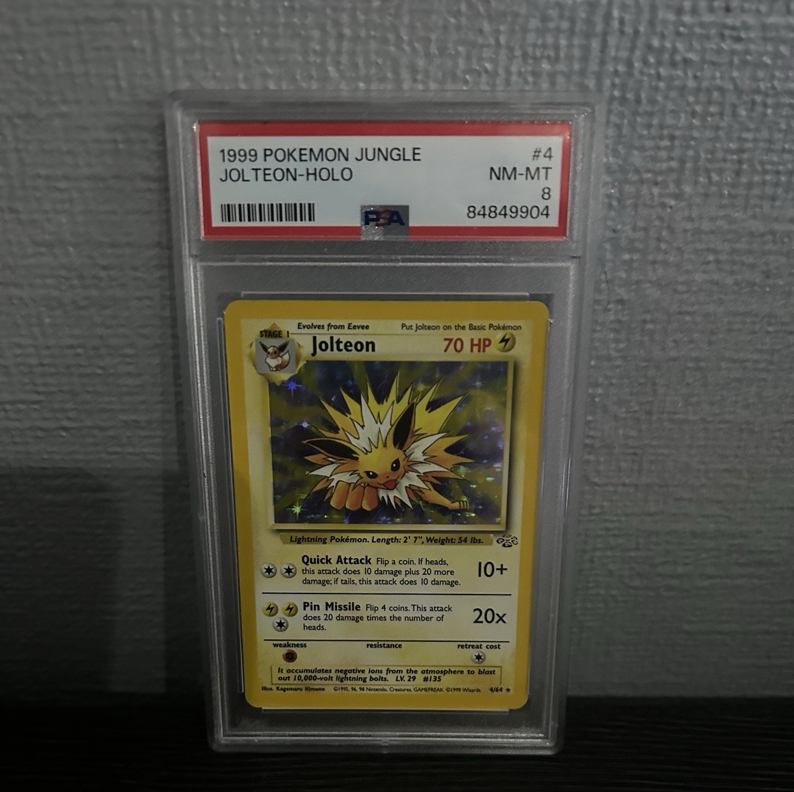 Jolteon Holo Pokemon Card 4/64 Holo PSA 8