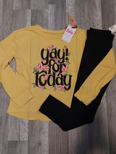 NWT Justice Girls Outfit Yay For Today Top/Shine Leggings Size 10 (D)