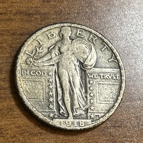 1918-D Standing Liberty Silver Quarter F-VF