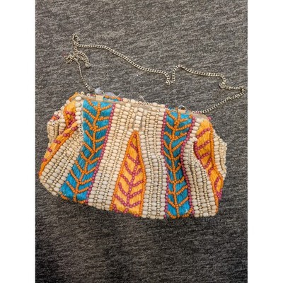 NEW From India to You Clutch Women's OS Multicolor Hand Beaded Wood Boho Bag
