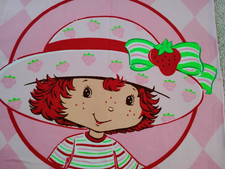 Vintage Strawberry Shortcake Fleece Throw Blanket Thin Soft Pink Y2K 45" x 59"