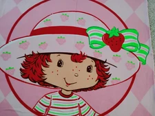 Vintage Strawberry Shortcake Fleece Throw Blanket Thin Soft Pink Y2K 45" x 59"