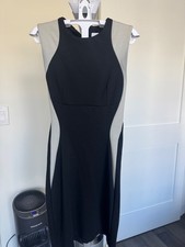 AQUA Black Bodycon Dress Beige Cutouts Sleeveless Zip Back Size S