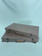 Set 2 Vtg Brumberger 35mm picture Slide Metal Storage Cases