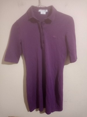 Lacoste Knit Polo Shirt Mini Dress Womens Sz 32 (Small S) Purple