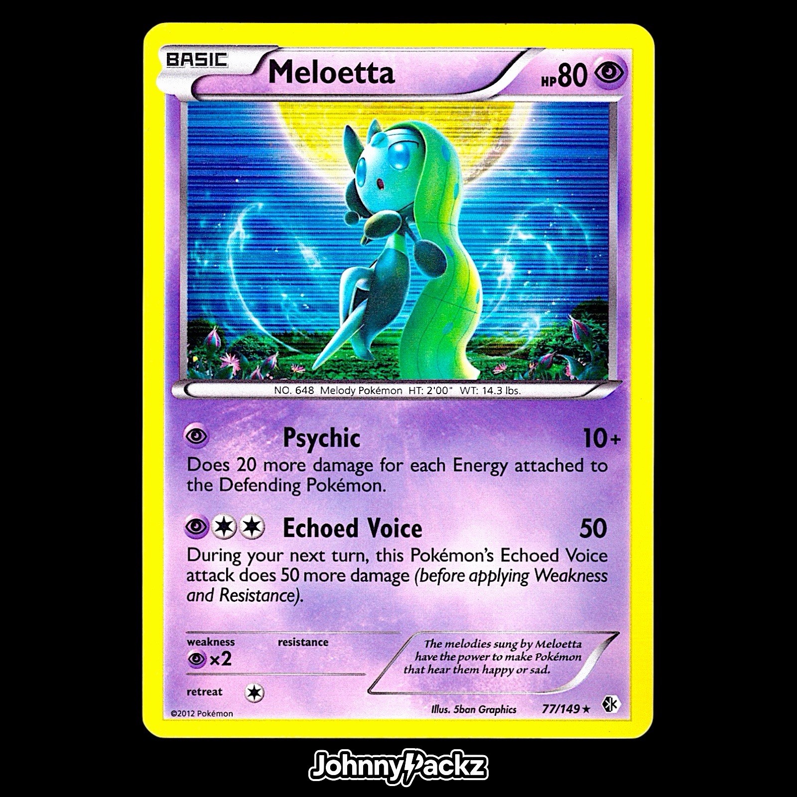 Meloetta 77/149 - 2012 Boundaries Crossed Holo Rare - Pokemon Card NM