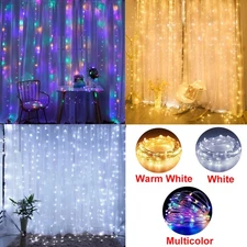 300 LED Curtain Fairy Lights USB String Light With Remote Xmas Party Wedding