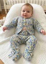 Handmade Crochet 3-6 months Baby Pant With Socks and Sweater Set