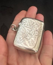 Antique Victorian English Sterling Silver Vesta Case Match Safe Chester 1899