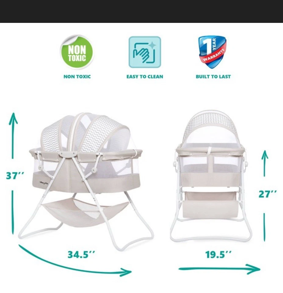 Cuna Dream On Me Karley en Gris Frío, Ligera Portátil Bebé 33" Foto 4 de 4