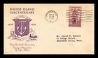DR JIM STAMPS US COVER RHODE ISLAND TERCENTENARY FDC SCOTT 777 GRIMSLAND