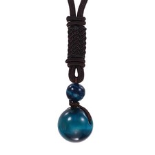 Protection Beads Stone Pendant, Energy Stones Necklace, Blue Tiger's Eye