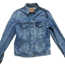 Levi's Denim Jacket Men’s Sz Medium Blue Stonewash Trucker Grunge READ