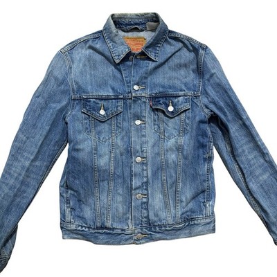 Levi's Denim Jacket Men s Sz Medium Blue Stonewash Trucker Grunge READ