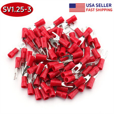 50-1000PCS Fork Spade Terminals 4 Stud Insulated Crimp 16-22AWG Wire Connectors