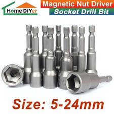 Magnetic Nut Driver 5mm-24mm Socket Bits Impact Drill Bit 14 Hex Socket Driver