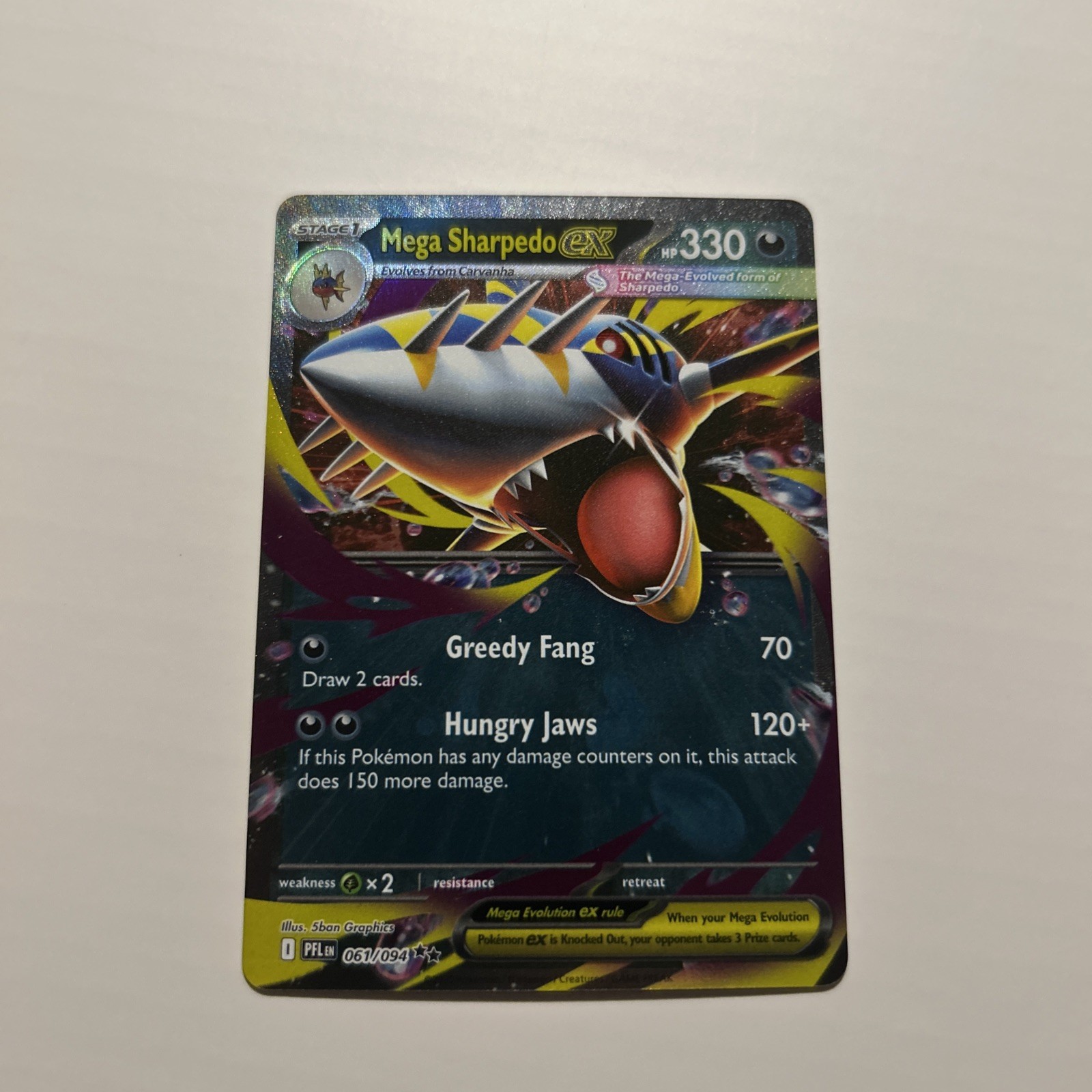 Mega Sharpedo ex 061/094 Me02: Phantasmal Flames Holo Pokemon Card Ultra Rare NM