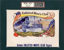 SCARCE Old Original ENLISTED MEN'S CLUB Cigar Label - U.S. BATTLESHIP AT SEA