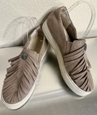 Ariat Taupe Suede Fringe Slip-On Shoes Sz 9.5