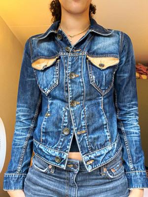 Liu Jo Women s Blue Denim Jean Jacket Slim Fit Collared Button Front XS Y2K