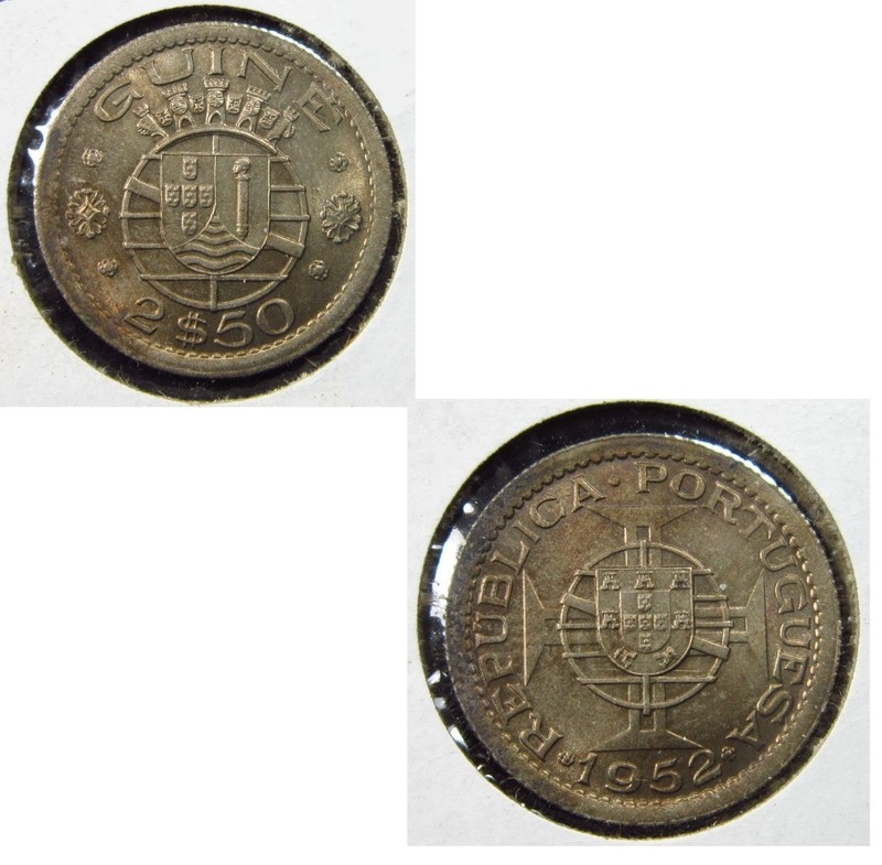 Guinea Bissau Portuguese 2.50 Escudos 1952 Guine Overseas Portugal i3507 Coin