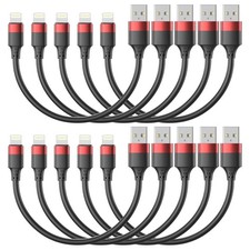 1ft Short iPhone Charger Cable 10 Pack Bulk, Multipack USB A to 1 Foot