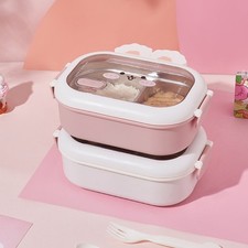 Two Third Capacity Stainless Steel Lunch Box with Bunny for Family Office Meals