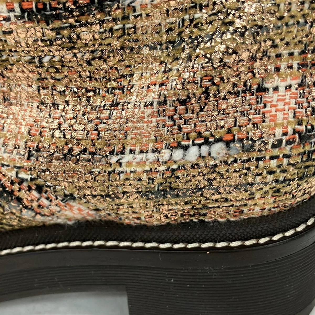 TORY BURCH - Beige Rose Gold Dark Gray Tweeds Leather Women's Boots thumbnail 9