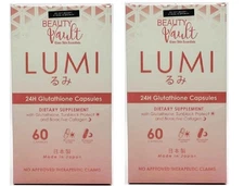 Beauty Vault LUMI 24H Glutathione Capsules, 60 Capsules (US Seller) - 2 Pack