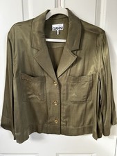 GANNI Viscose khaki blouse, Size 42 (UK 12-14)