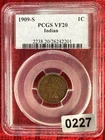 1909-S Indian Head Small Cent 1C PCGS VF20 BN Circulated ref#227