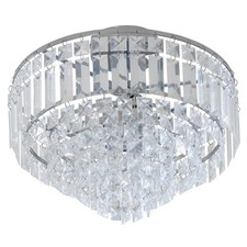 Ceiling Light Fitting 3 Way Olivia Style Chrome with Crystal Droplets Semi Flush