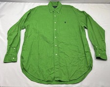 Polo Ralph Lauren Blake Shirt L Green Silk Linen Blend Button Down Pony Logo