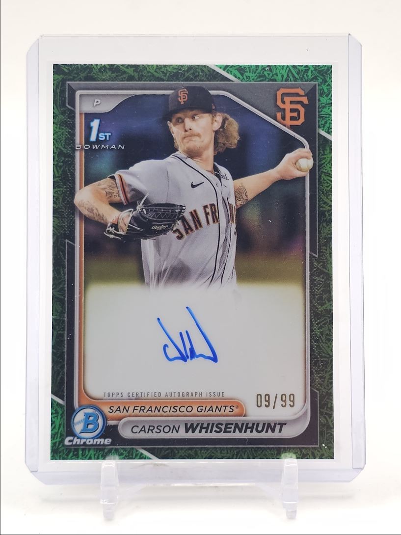 CARSON WHISENHUNT 2024 BOWMAN CHROME 1ST GREEN GRASS GIANTS AUTO /99 Q6216