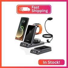 Wireless Charger for Samsung S25 with Clock 3 in1 Foldable Charging Station